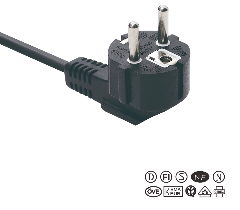 JT008/FY003 16A 250V Standard Eropah Tiga Pin 90 Darjah Palam Siku