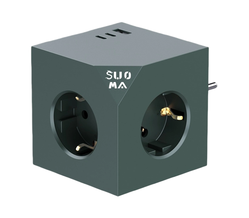 Jalur Kuasa Kiub Palam E24 Dengan 3 Outlet Gaya Eropah, 1 Port USB-A dan 2 Port USB-C